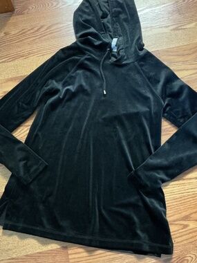 Cable & Gauge Black Velvet Hooded Long Sleeve Tunic Size S/P/CH